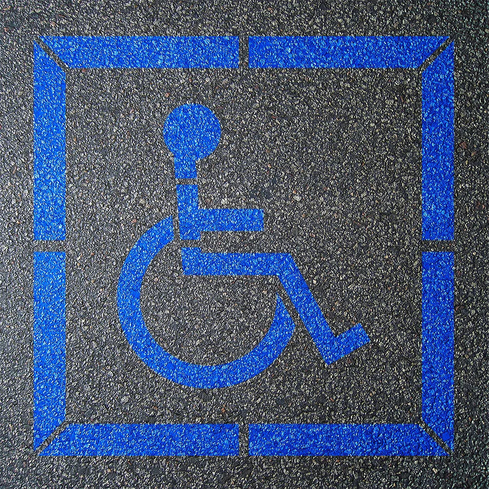 36" Cal-Trans Handicap Stencil (current) w/ border