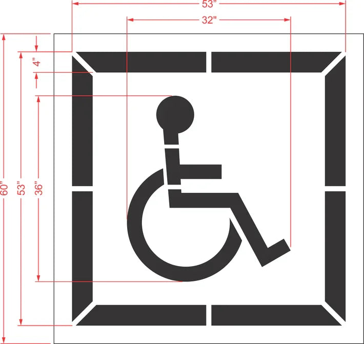 36" Cal-Trans Handicap Stencil (current) w/ border