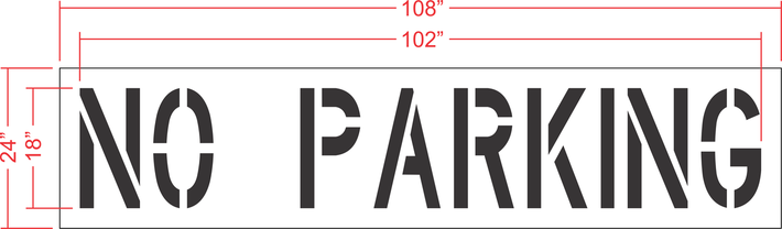 18" NO PARKING Stencil (Narrow)